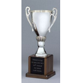 14" Silver Plated Trophy Cup on Solid Walnut Base